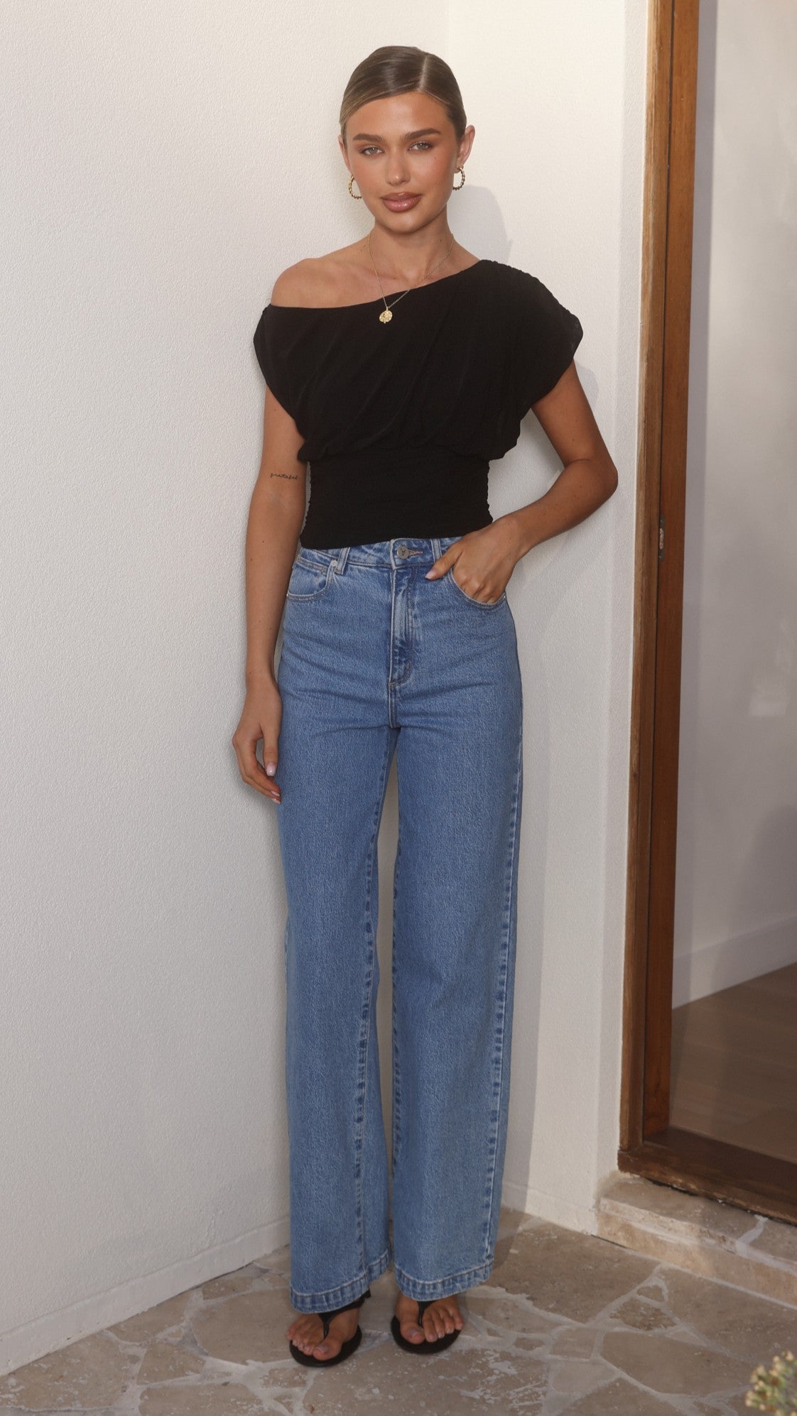 Debby Off Shoulder Top - Black