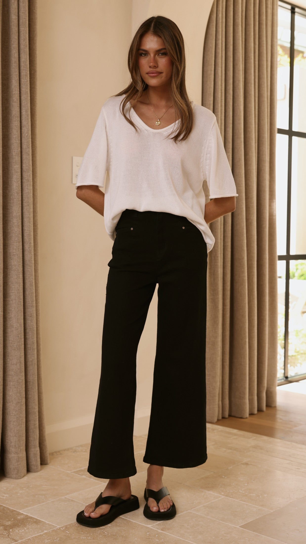 Spring Scoop Neck Tee - White
