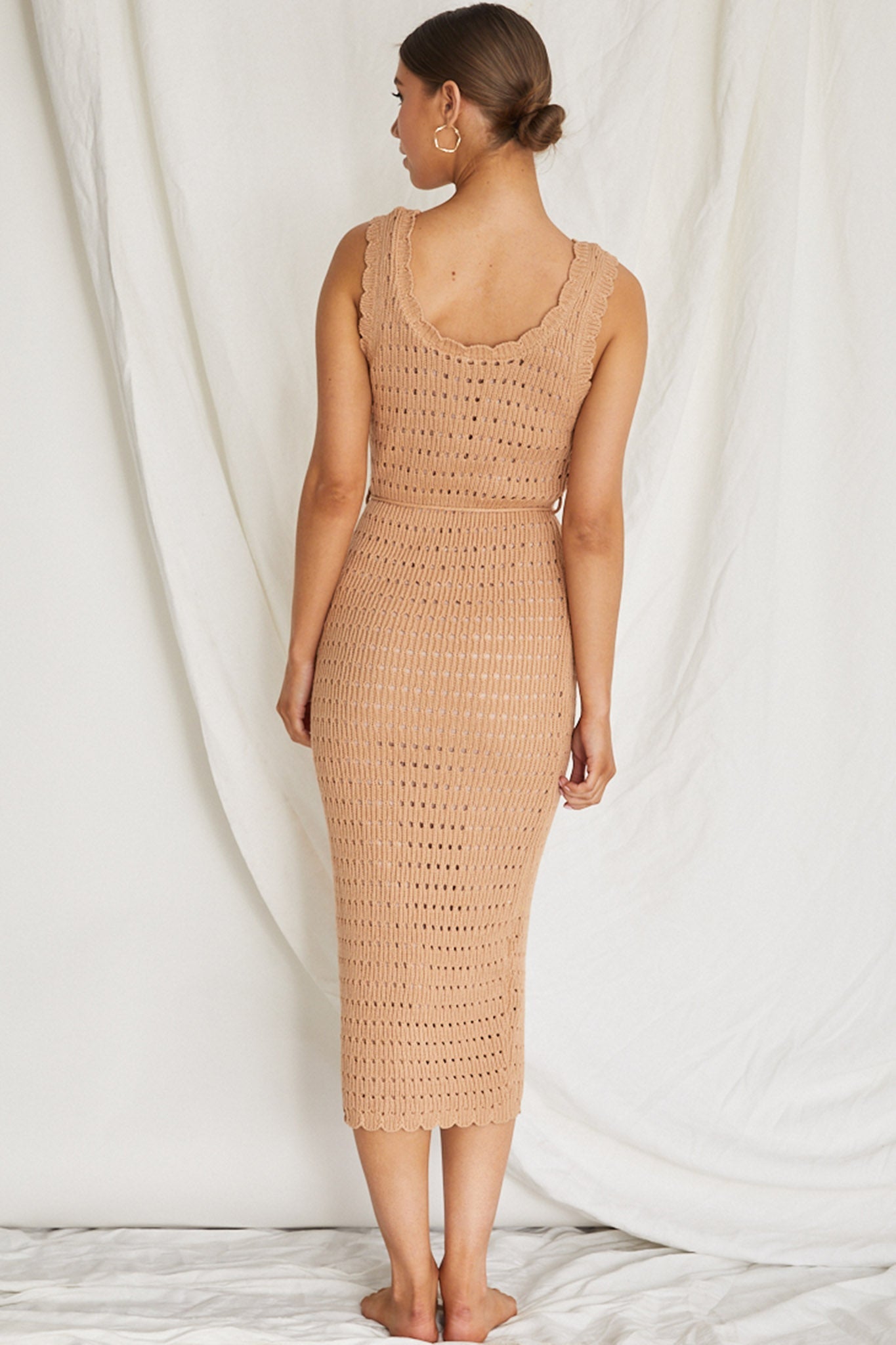 Wander Lust Crochet Midi Dress Mocha
