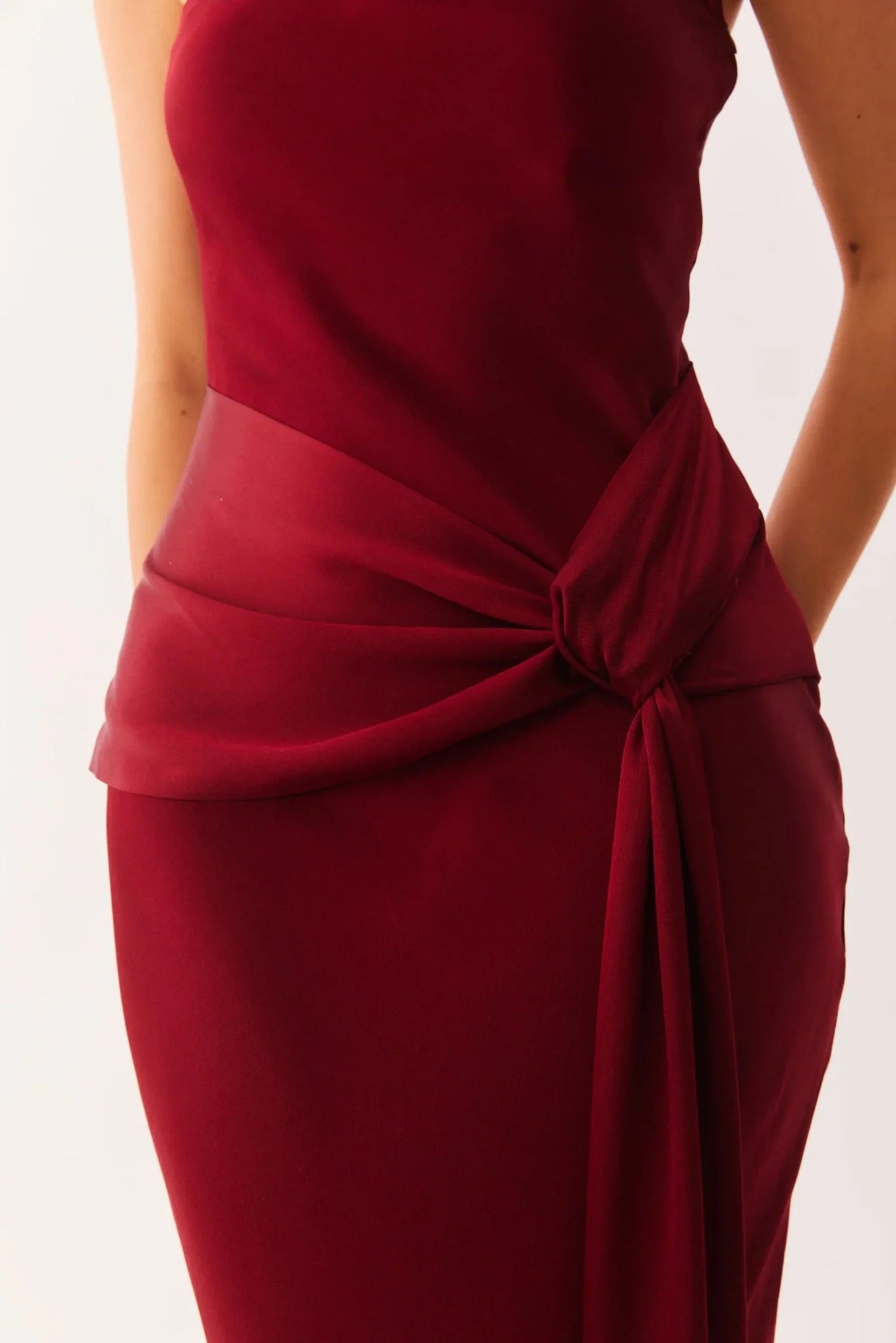 Angie Front Tie Maxi Dress - Wine