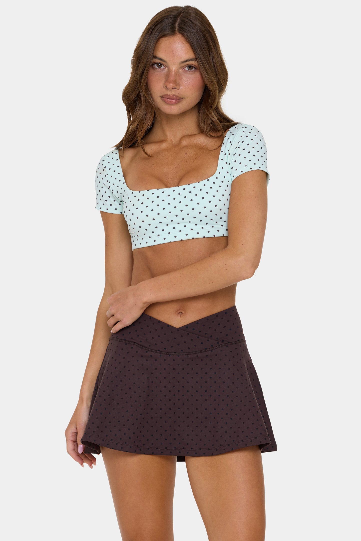 Soft Active Cap Sleeve Crop Top in Mint Chip