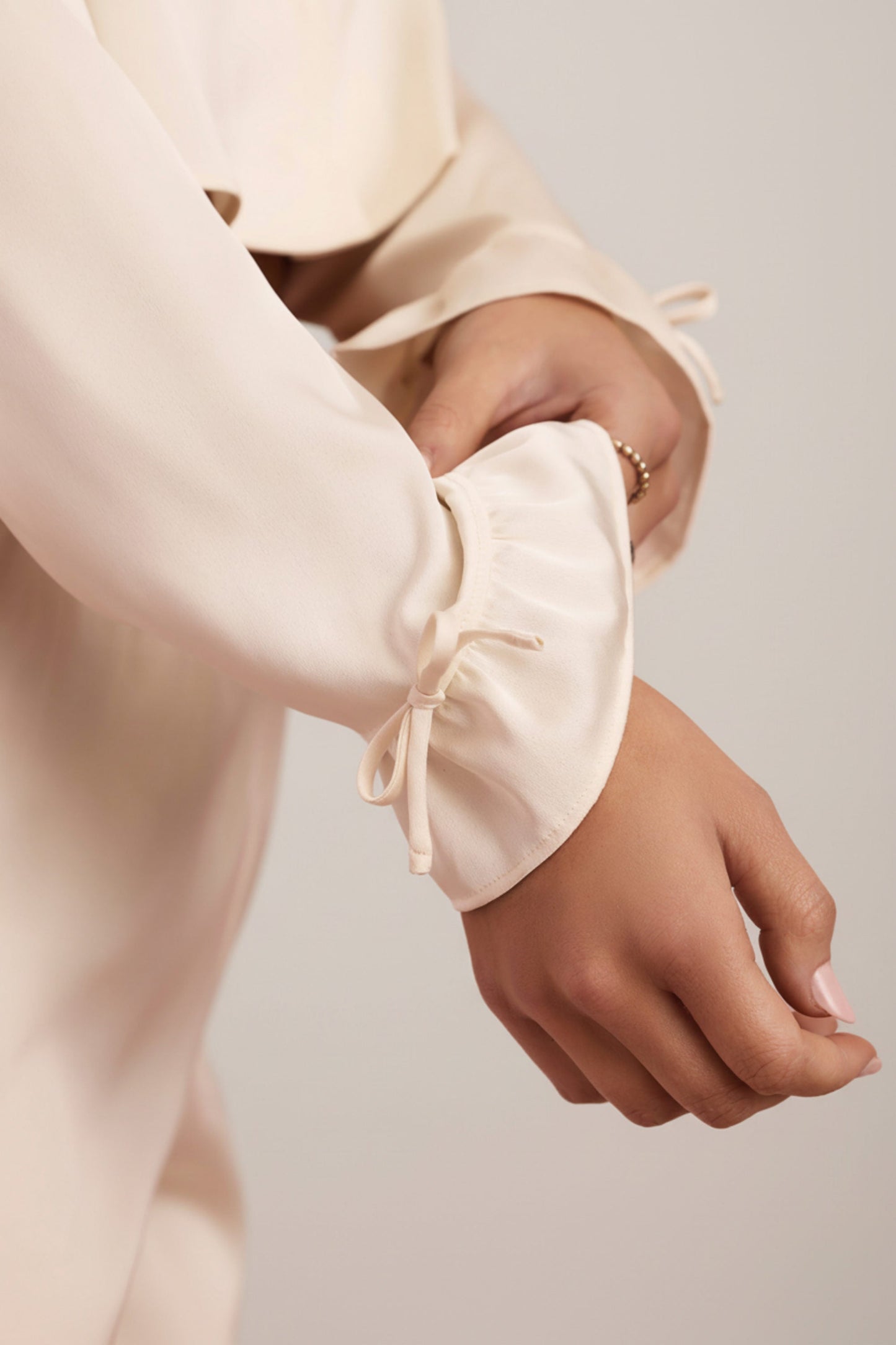 Ruffle-Trim Cropped Pyjama Top in Ivory