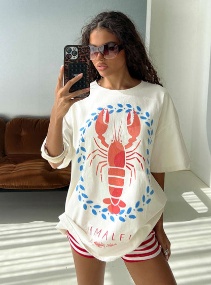 Amalfi Love Oversized Graphic Tee Off White