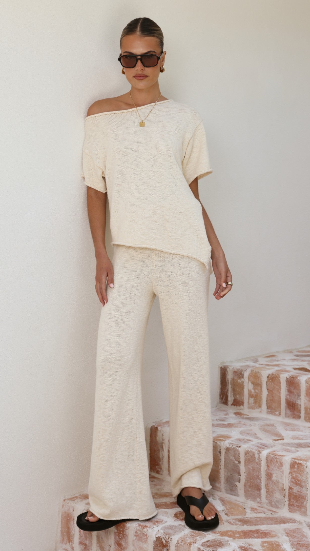 Cascadia Off Shoulder T-Shirt - Cream