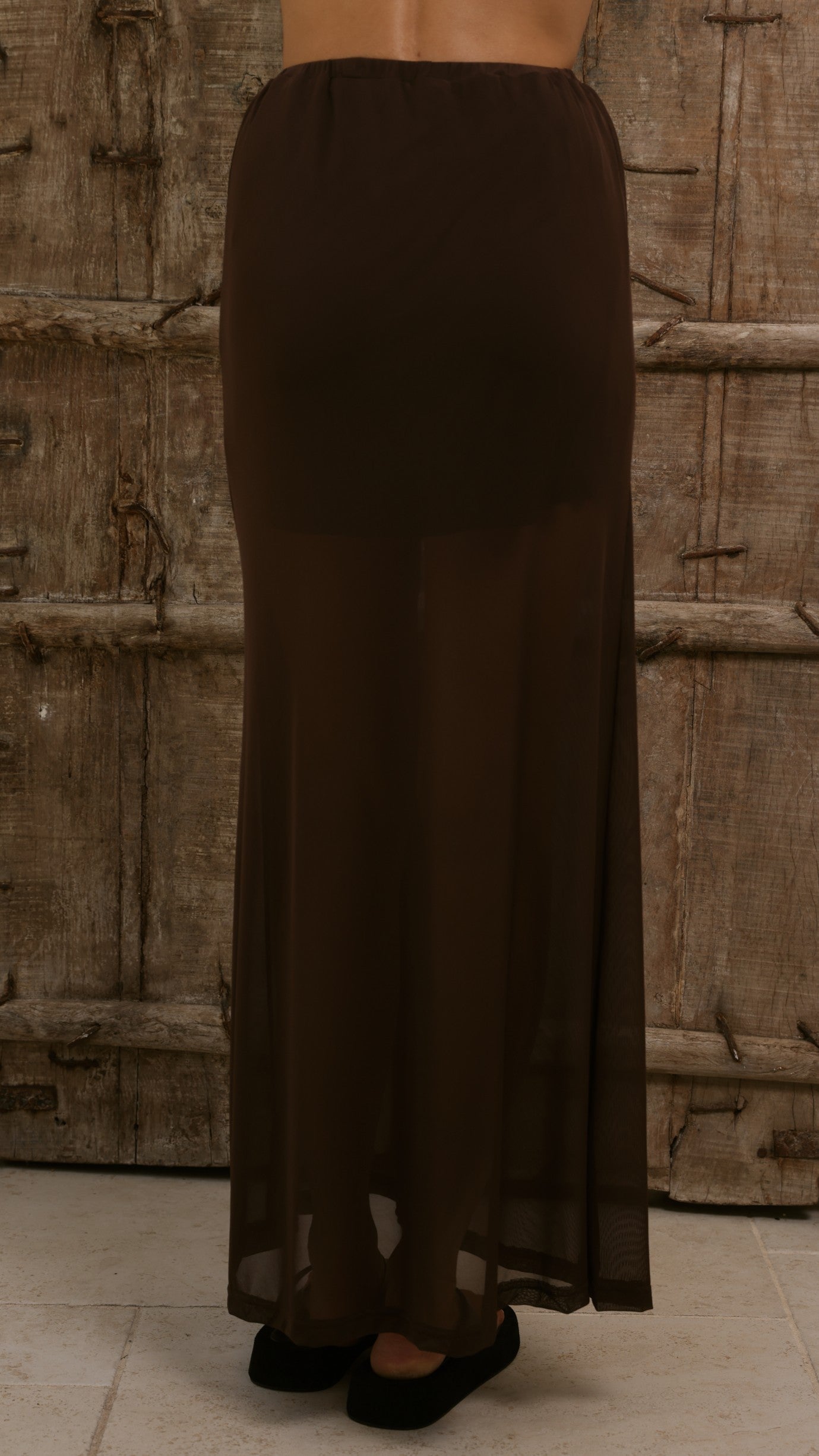 Onella Semi Sheer Maxi Skirt - Chocolate