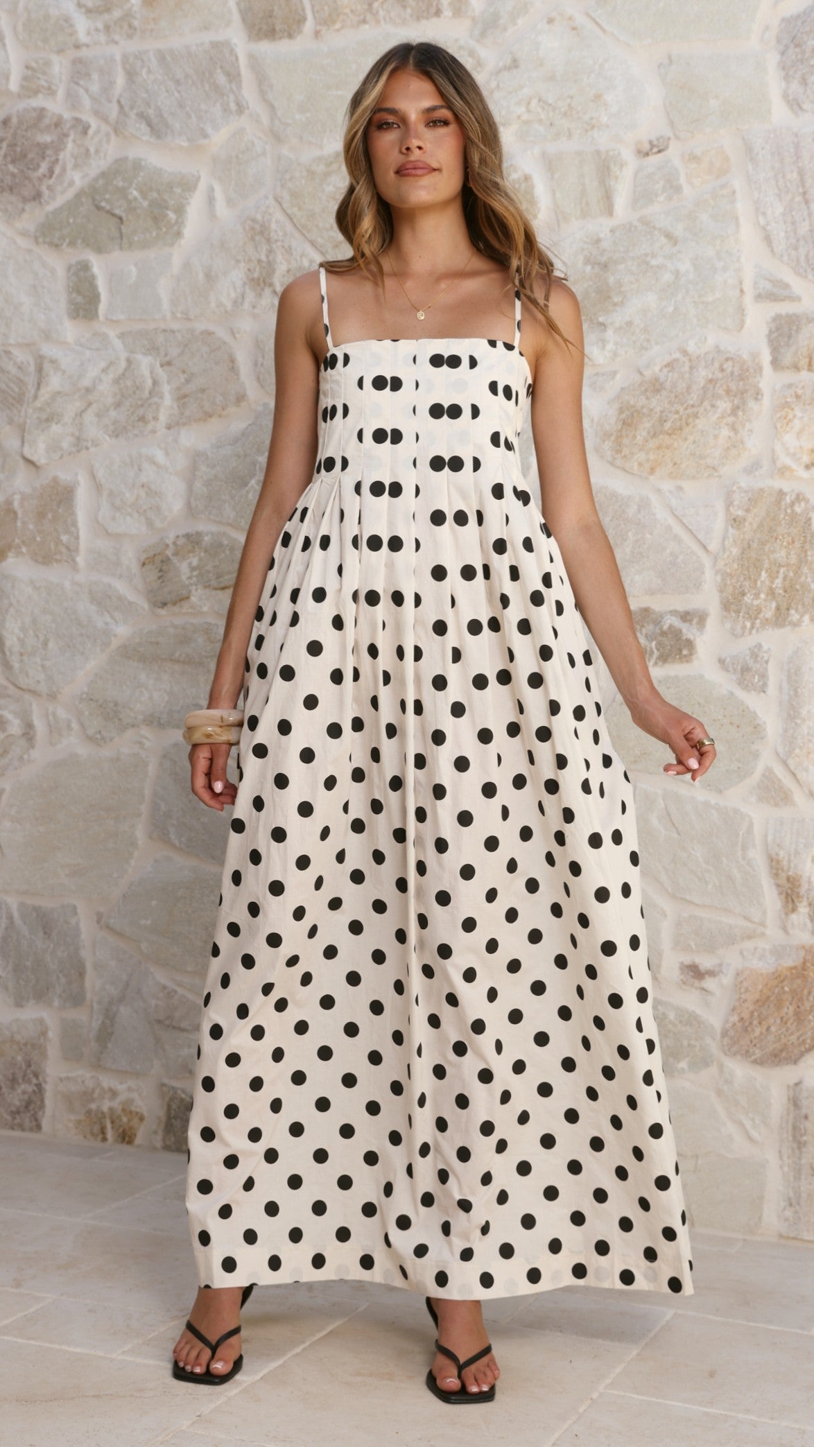 Felicity Maxi Dress - White/Black Spot