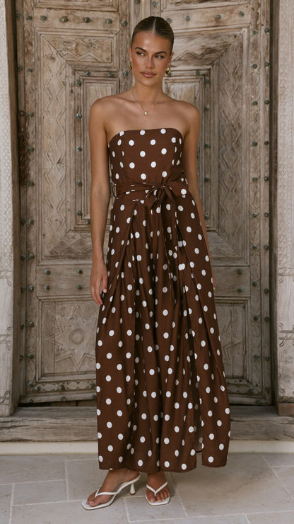 Astra Jumpsuit - Chocolate Polka