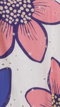 Maisie Eyelet Mini Dress - Botanic Blue/Pink Print