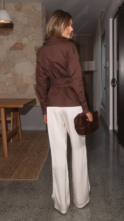 Ayla Long Sleeve Top - Chocolate