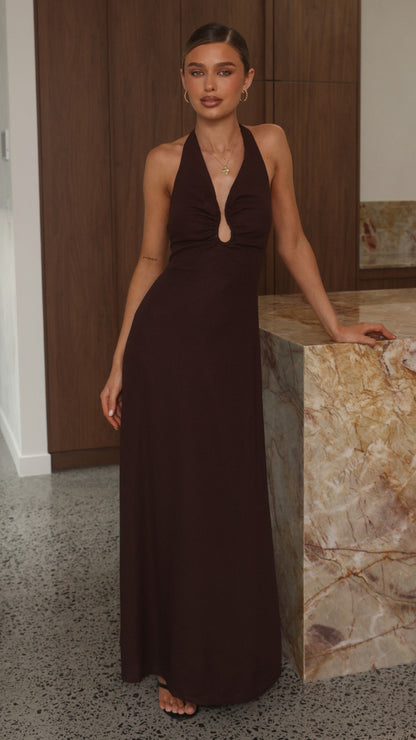 Larna Maxi Dress - Chocolate