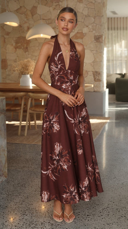 Skye Maxi Dress - Chocolate Flower