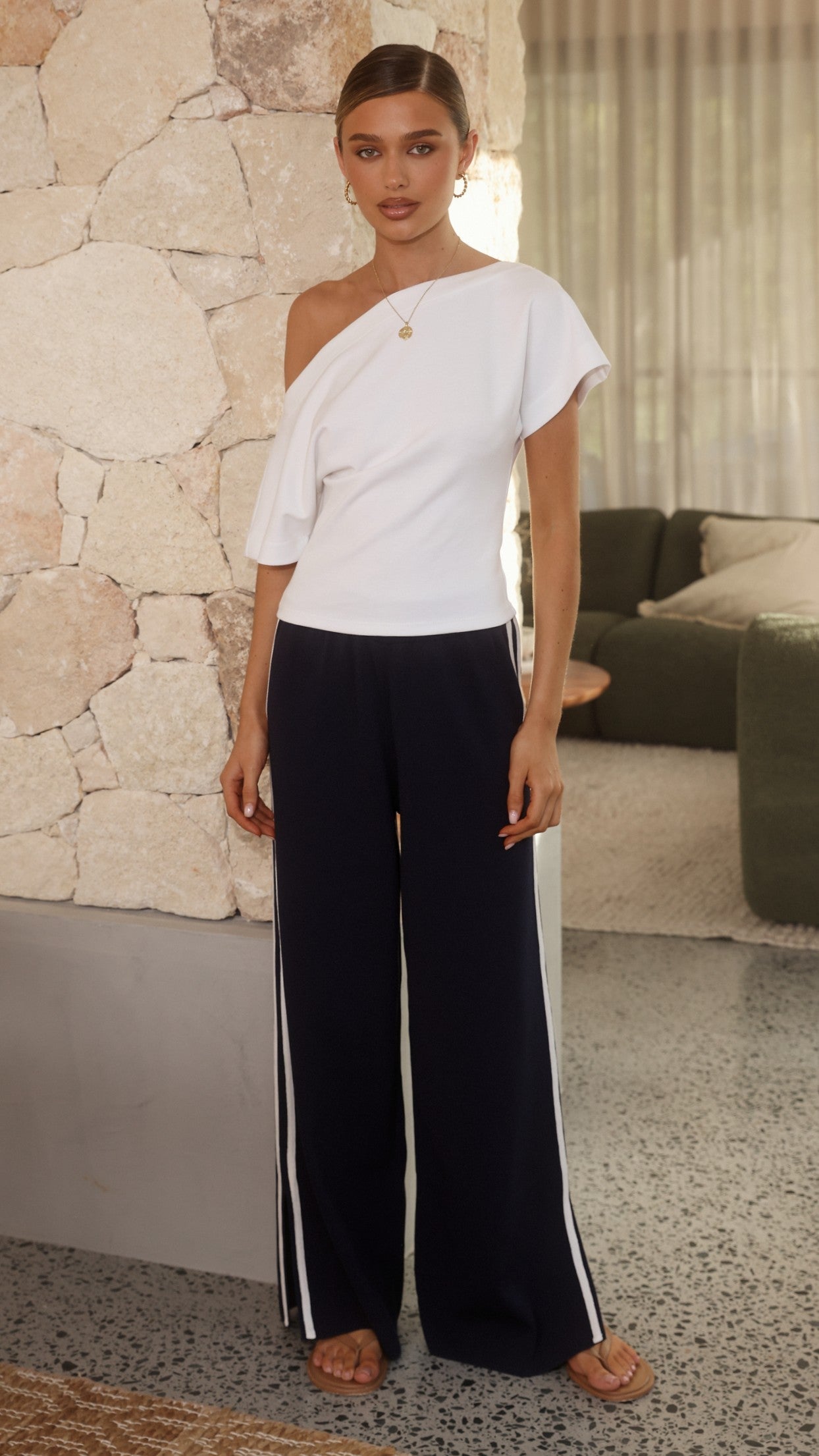 Jaysha Pants - Navy/White