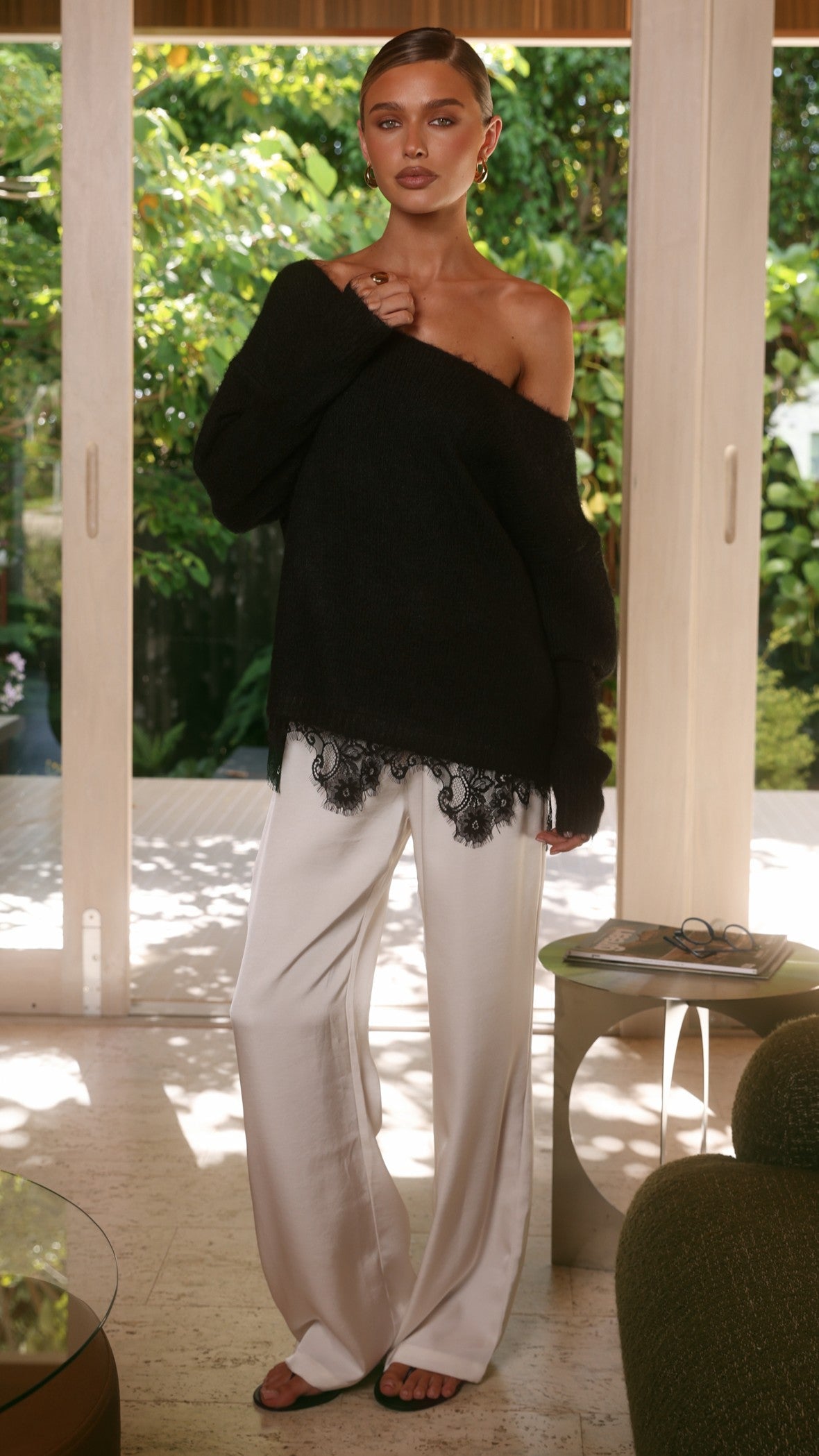 Lainey Off Shoulder Knit - Black