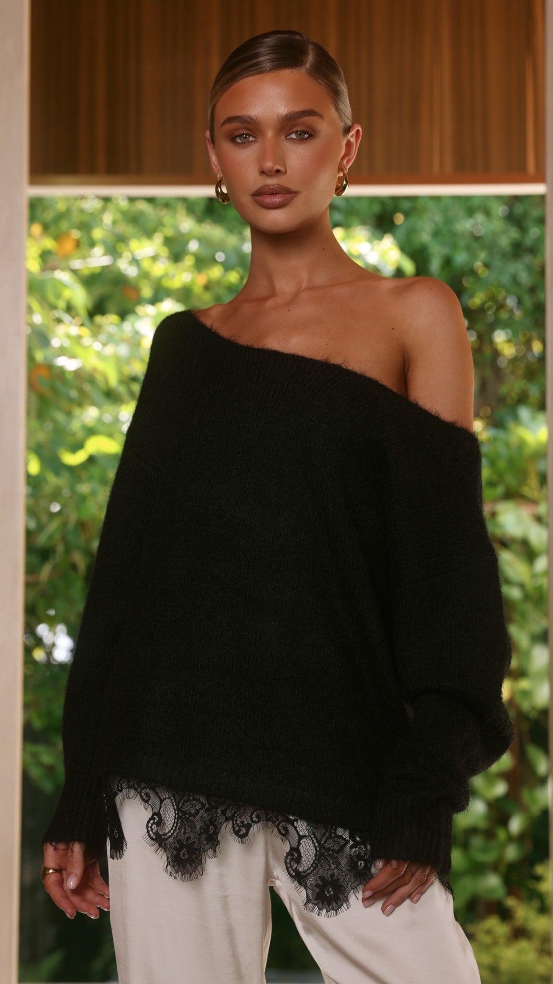 Lainey Off Shoulder Knit - Black