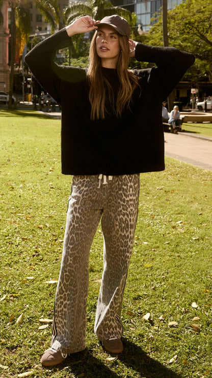 Vox Pants - Leopard Print Racer Stripe