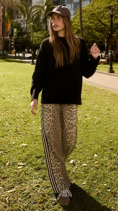 Vox Pants - Leopard Print Racer Stripe