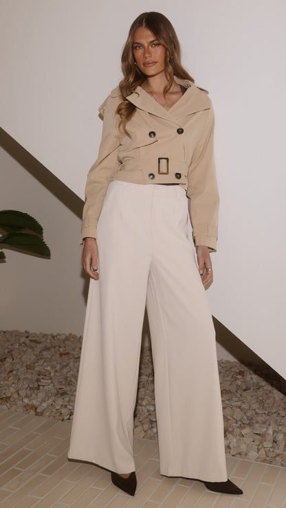 Deena Cropped Coat - Beige