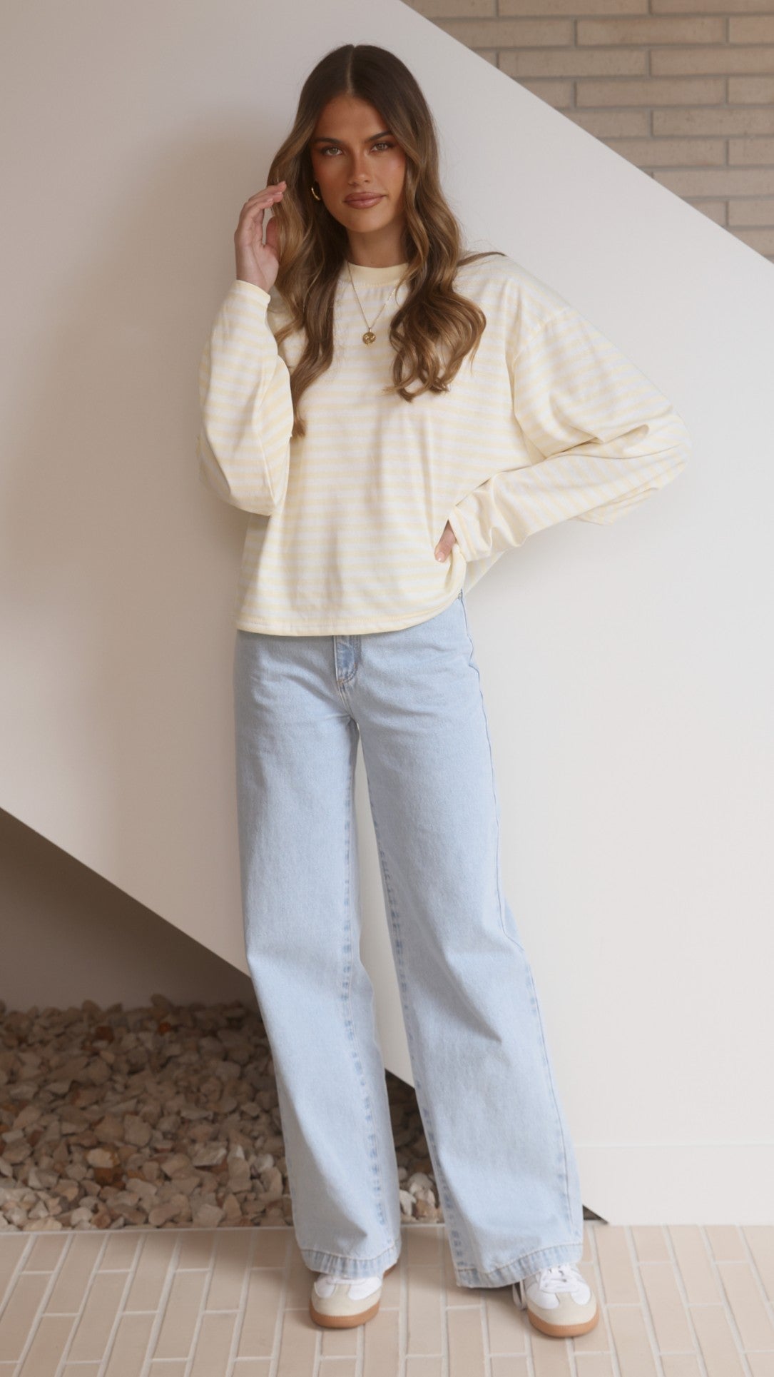 Solana Long Sleeve Top - Yellow Stripe
