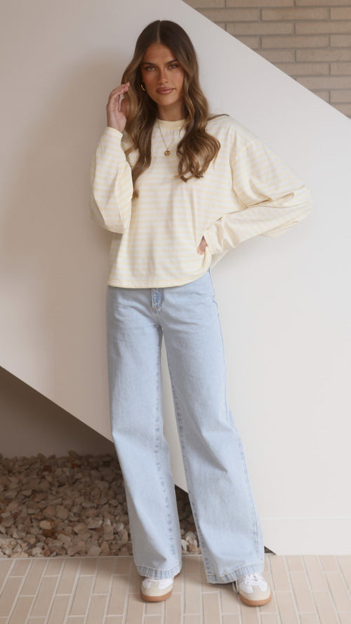 Solana Long Sleeve Top - Yellow Stripe