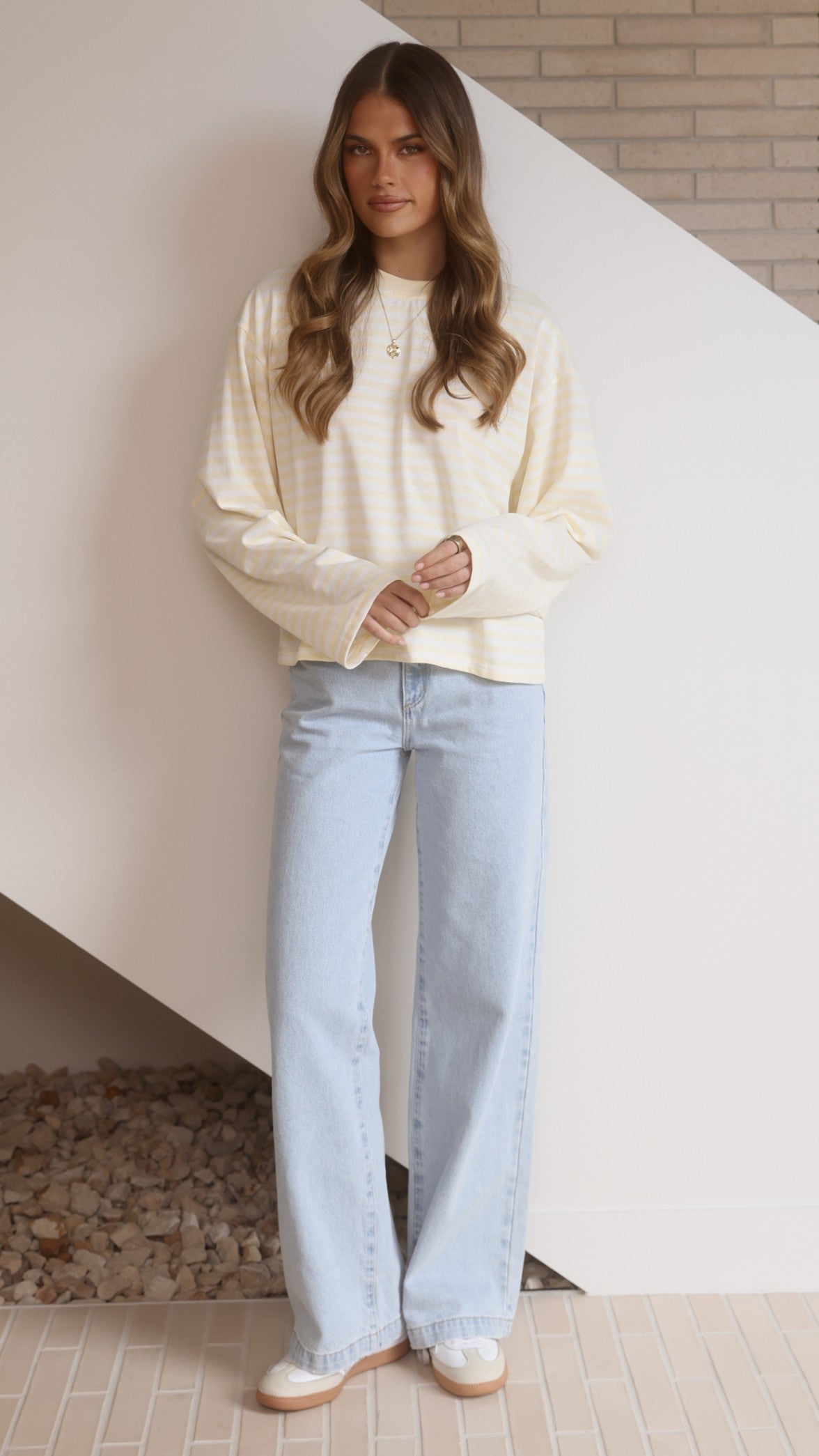 Solana Long Sleeve Top - Yellow Stripe