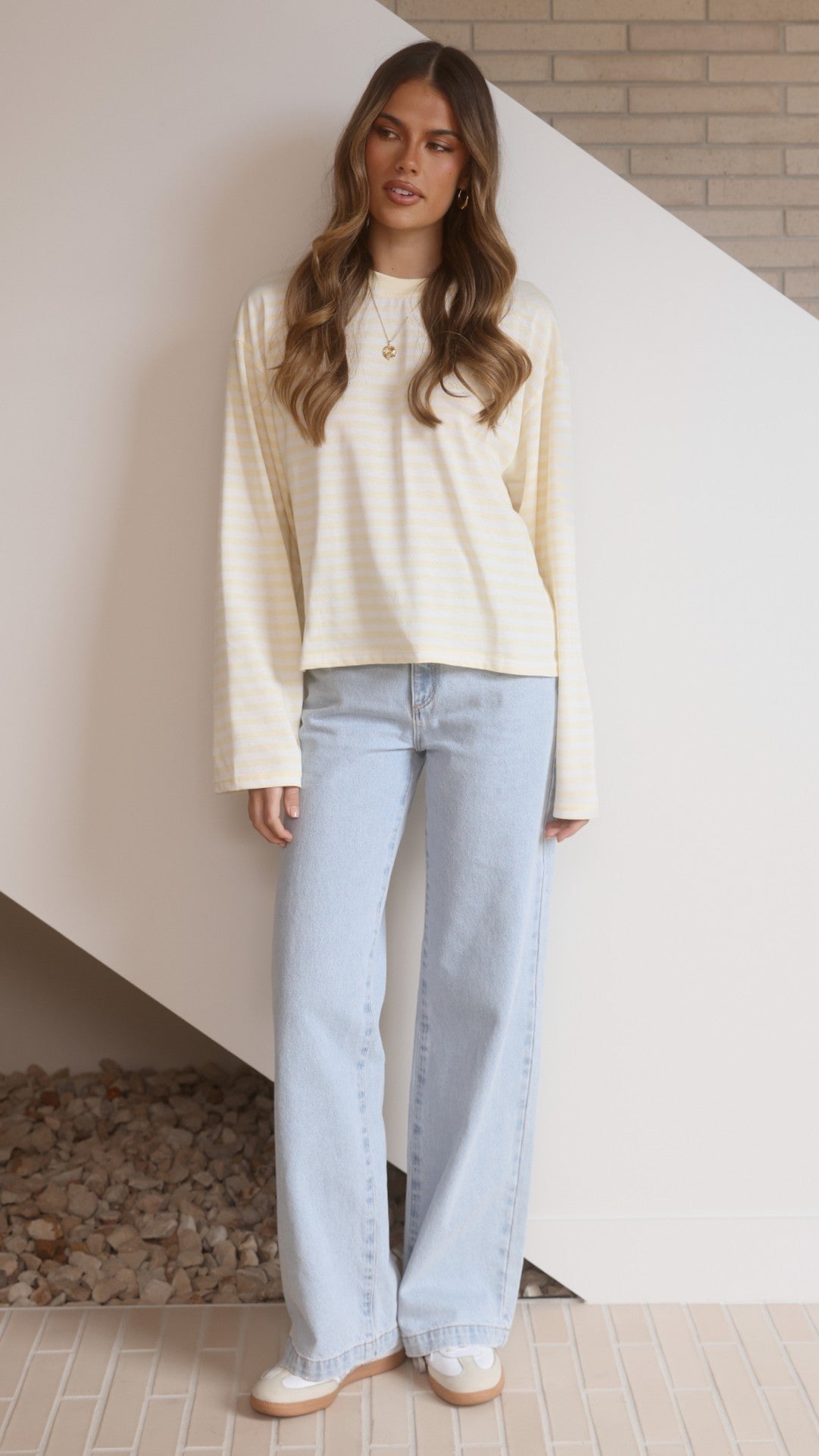 Solana Long Sleeve Top - Yellow Stripe