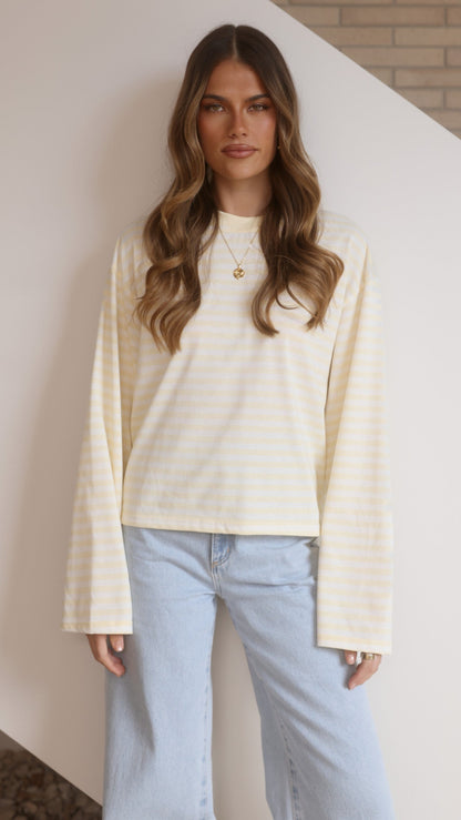 Solana Long Sleeve Top - Yellow Stripe