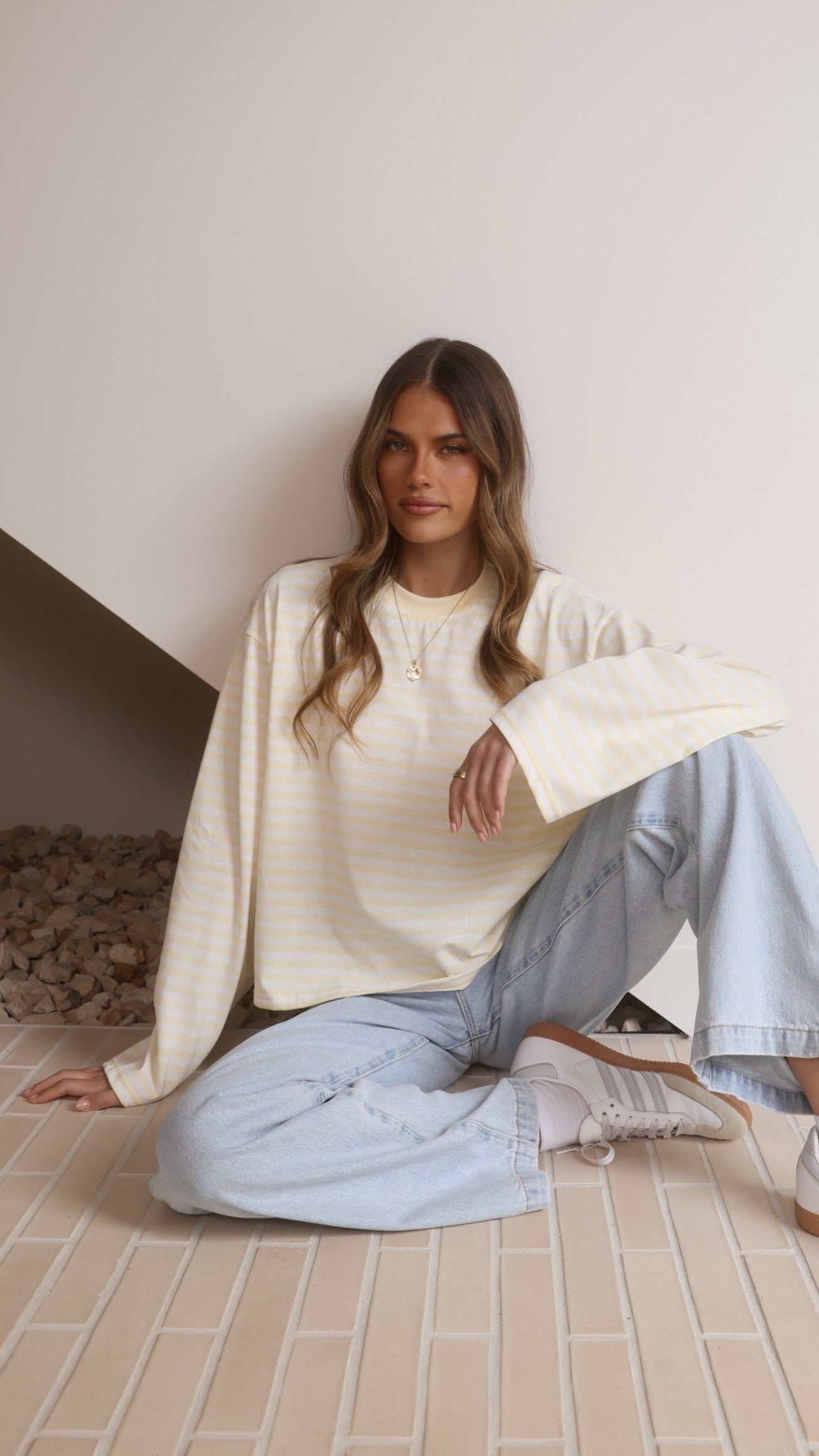 Solana Long Sleeve Top - Yellow Stripe