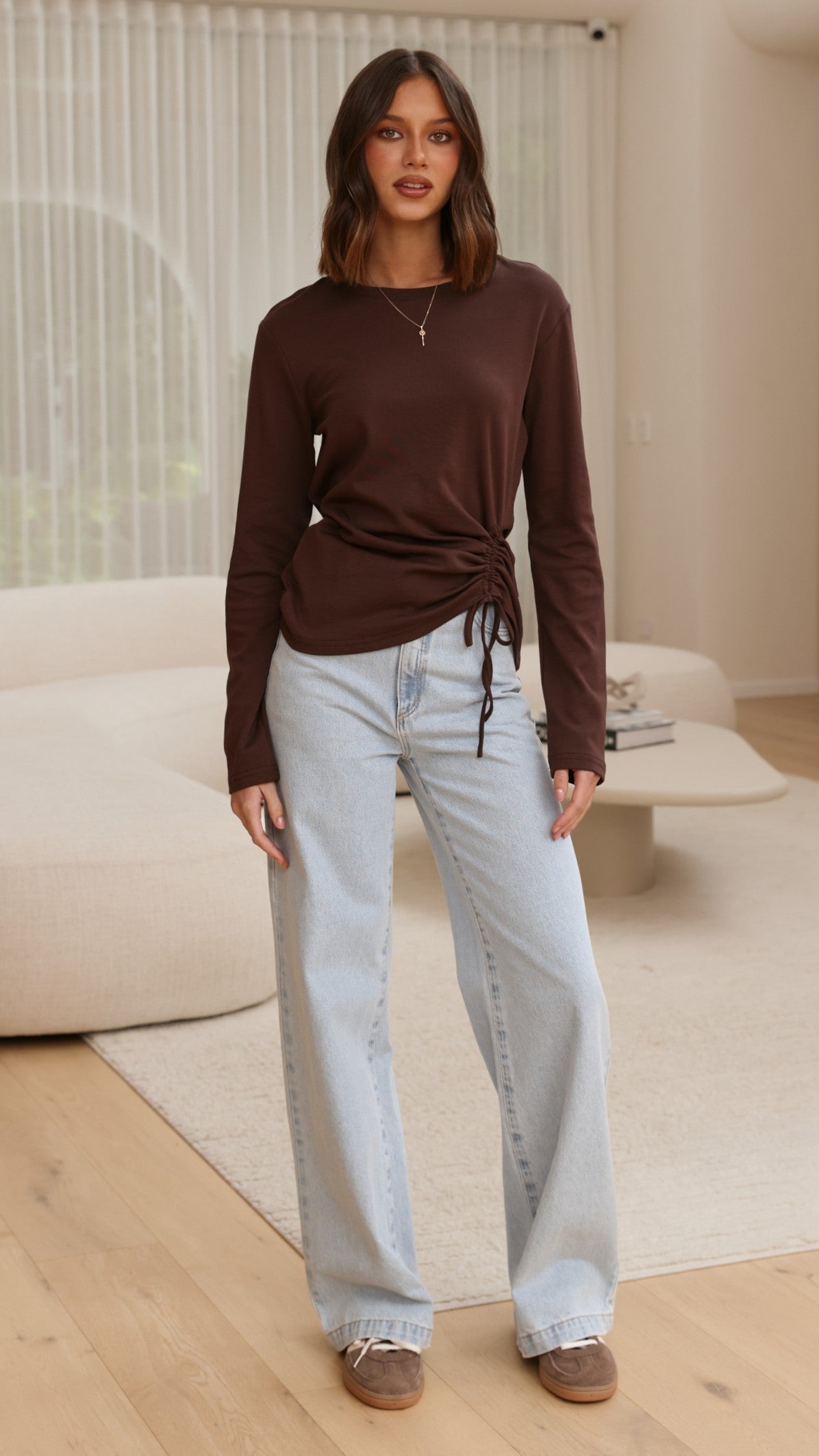 Lydia Long Sleeve Top - Chocolate