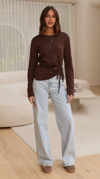 Lydia Long Sleeve Top - Chocolate