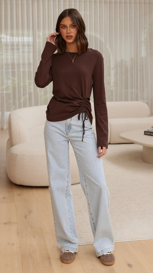 Lydia Long Sleeve Top - Chocolate