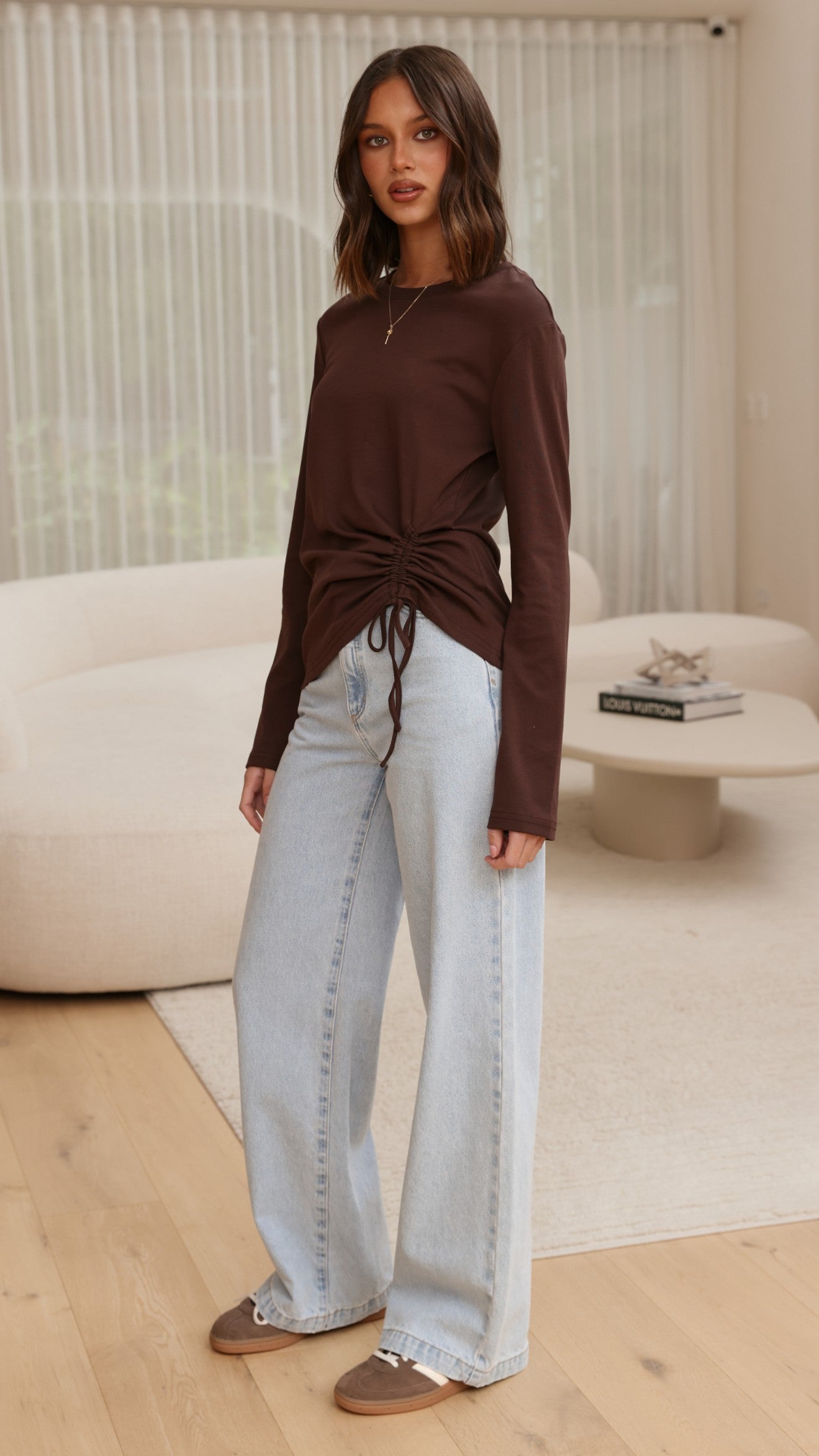 Lydia Long Sleeve Top - Chocolate