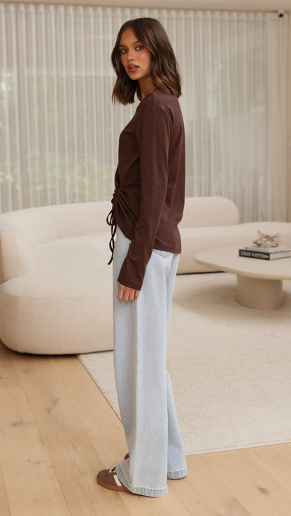 Lydia Long Sleeve Top - Chocolate