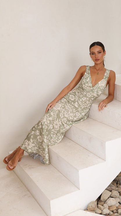 Rubie Maxi Dress - Green Floral