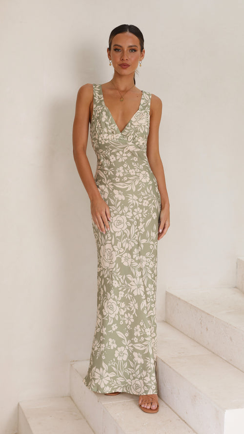 Rubie Maxi Dress - Green Floral