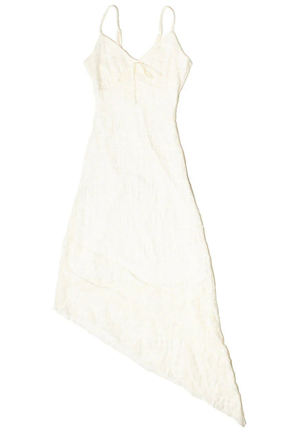 Asymmetrical Hem Lace Midi Dress