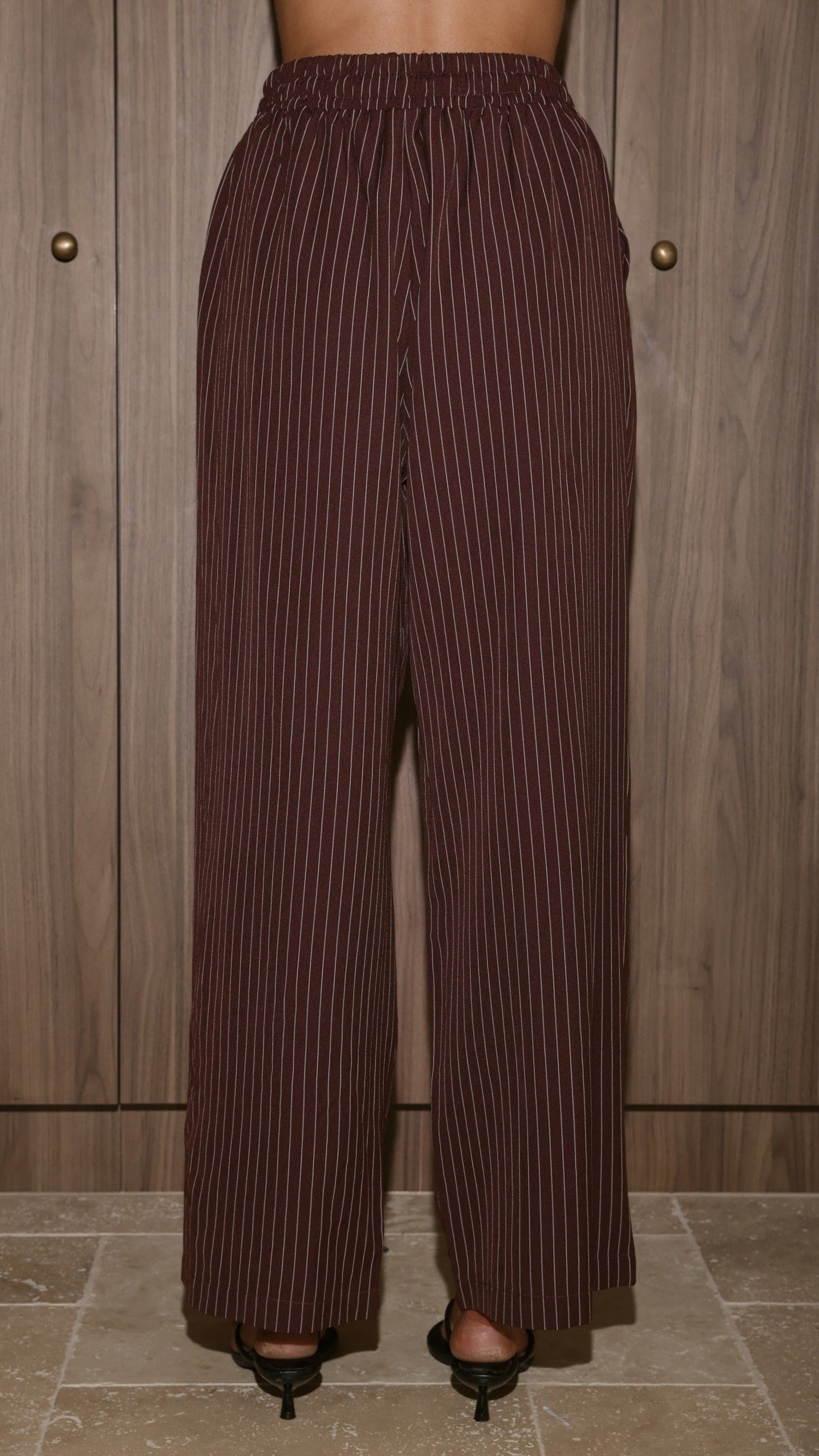 Zaila Pants - Burgundy/White Stripe