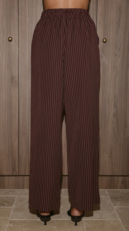 Zaila Pants - Burgundy/White Stripe