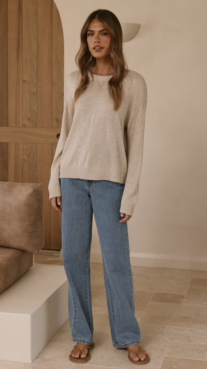 Victoria Long Sleeve Top - Oat