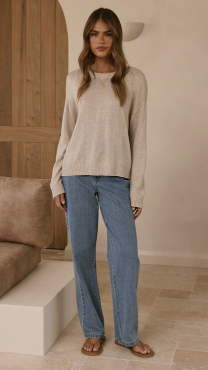 Victoria Long Sleeve Top - Oat