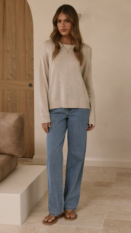 Victoria Long Sleeve Top - Oat