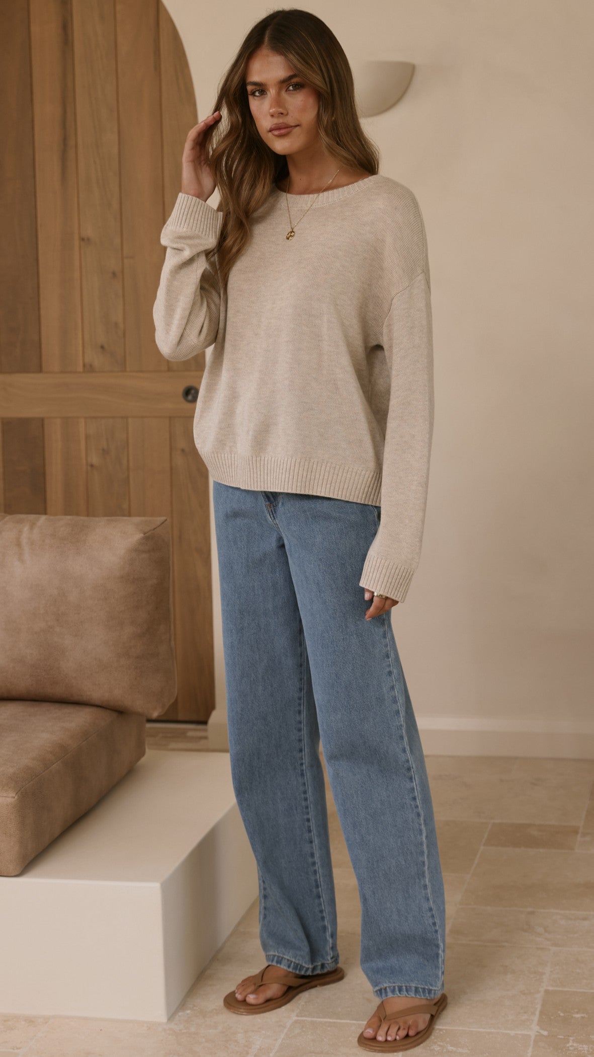Victoria Long Sleeve Top - Oat