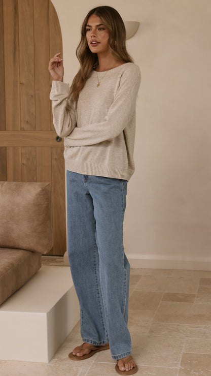 Victoria Long Sleeve Top - Oat