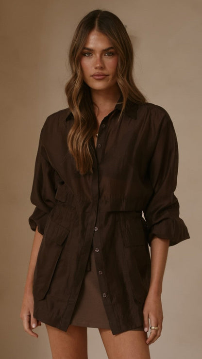 Banx Sheer Top - Chocolate