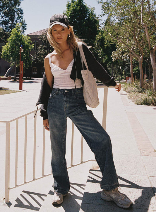 Betley High Rise Wide Leg Jeans Vintage Wash Denim