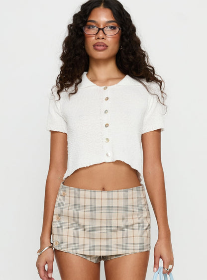 Brenee Button Up Collared Top White