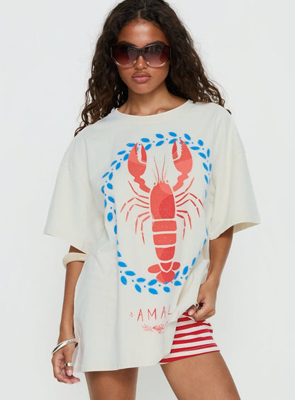 Amalfi Love Oversized Graphic Tee Off White