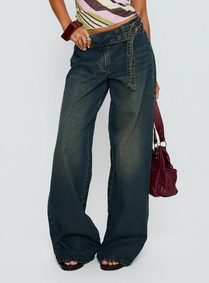 Boxie Mid Rise Wide Leg Jeans Vintage Wash