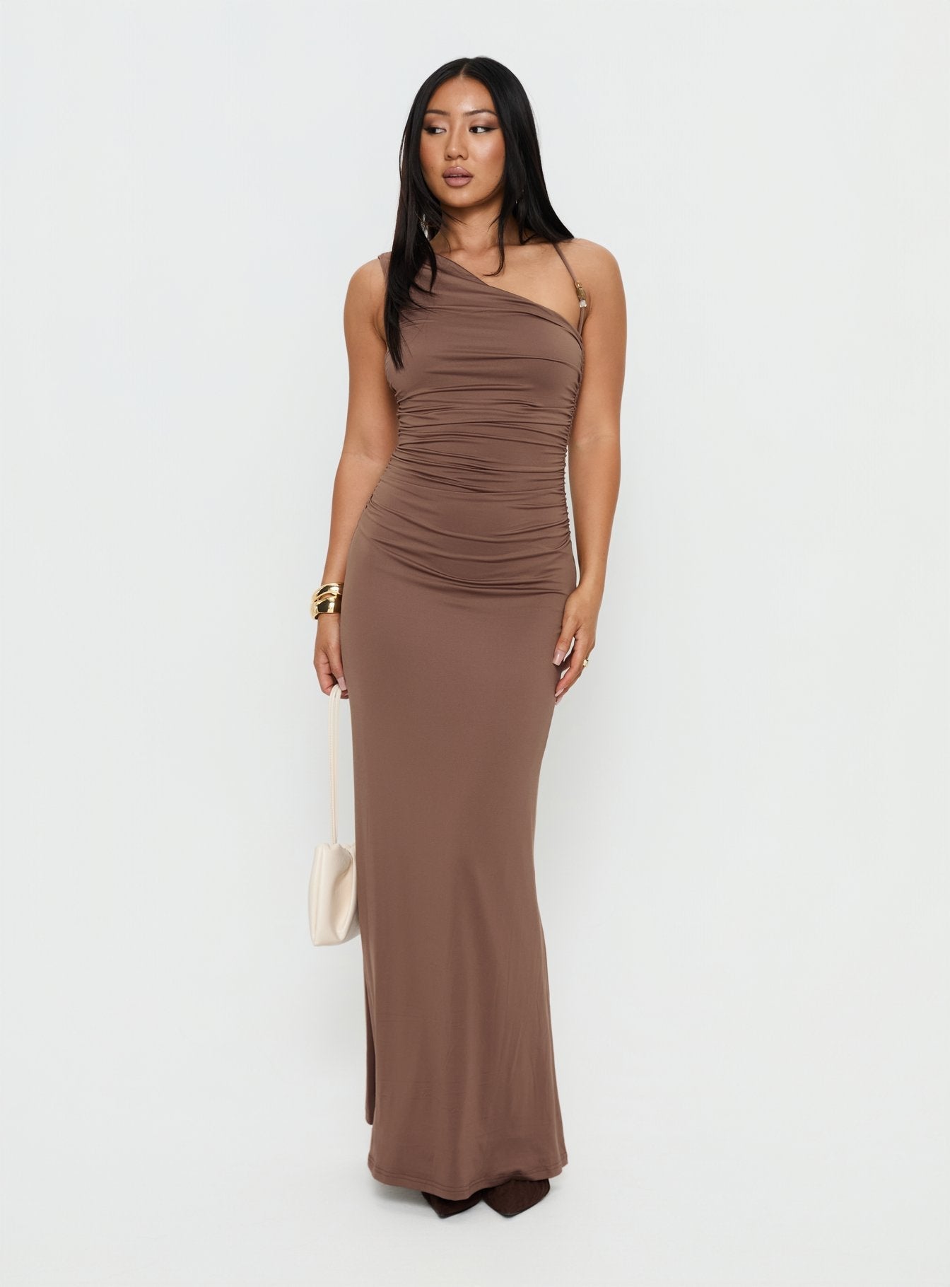 Britani One Shoulder Maxi Dress Mocha
