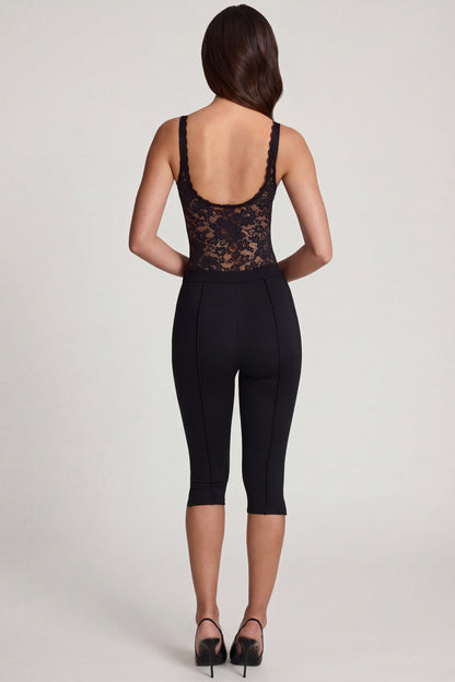 Ponte Jersey Cropped Capri Trousers in Black