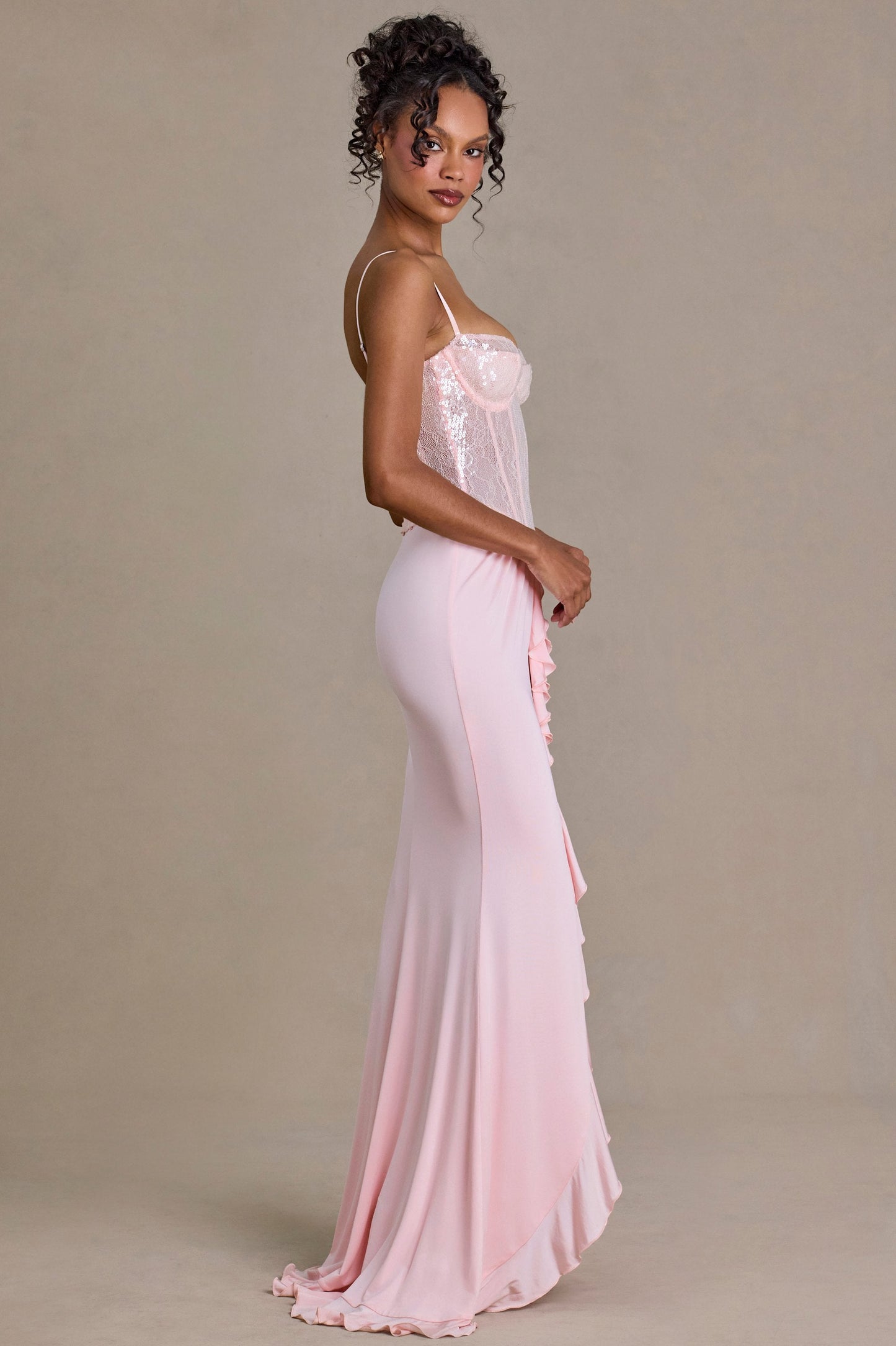 Embellished Lace Corset Gown in Blossom